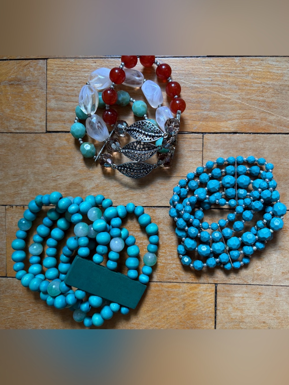 Turquoise and Mixed-Bead Women's Bracelet Set